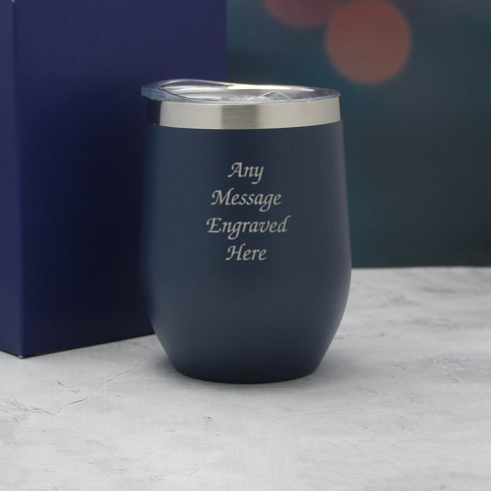 Engraved Dark Blue Insulated Travel Cup Image 4