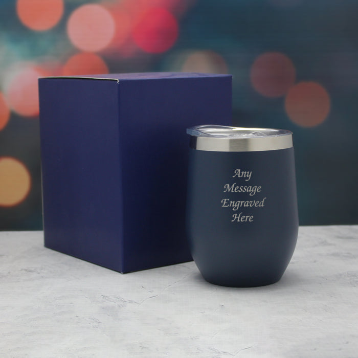 Engraved Dark Blue Insulated Travel Cup Image 3