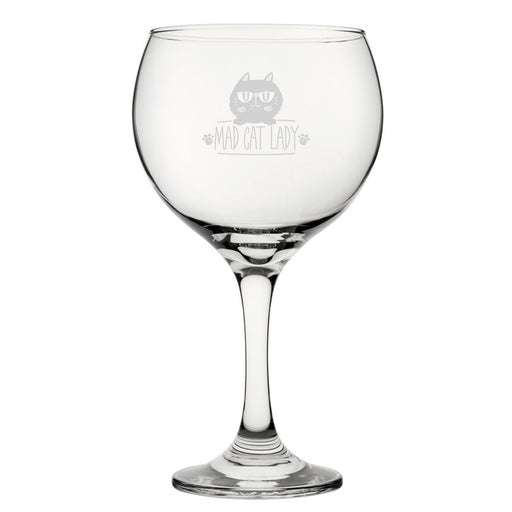 Mad Cat Lady - Engraved Novelty Gin Balloon Cocktail Glass Image 2