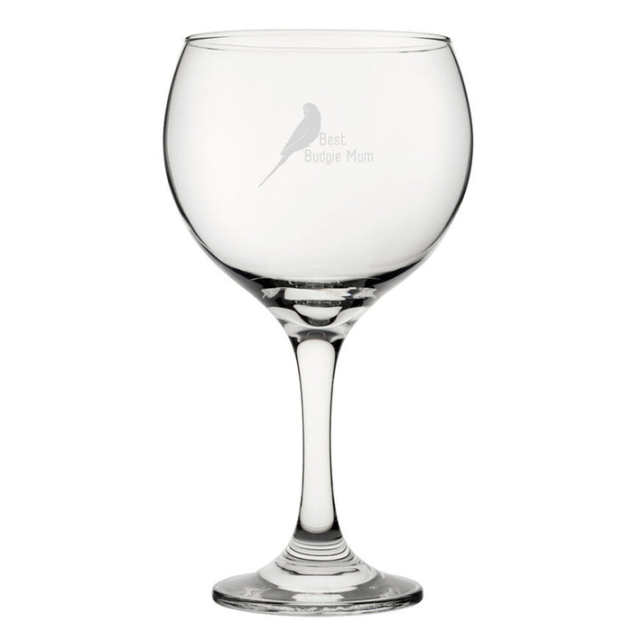 Best Budgie Dad - Engraved Novelty Gin Balloon Cocktail Glass Image 1