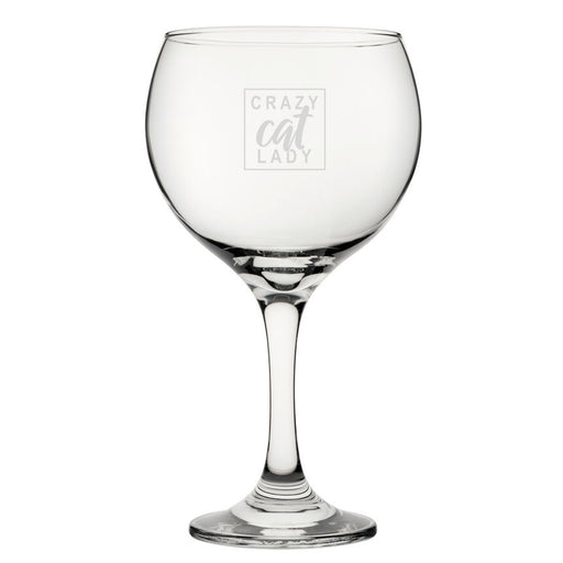 Crazy Cat Lady - Engraved Novelty Gin Balloon Cocktail Glass Image 2