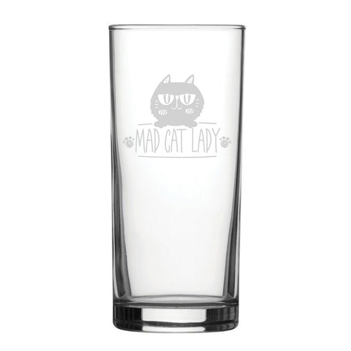 Mad Cat Lady - Engraved Novelty Hiball Glass Image 1