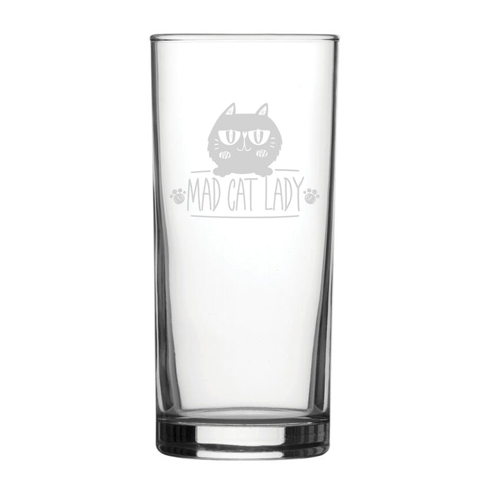 Mad Cat Lady - Engraved Novelty Hiball Glass Image 2