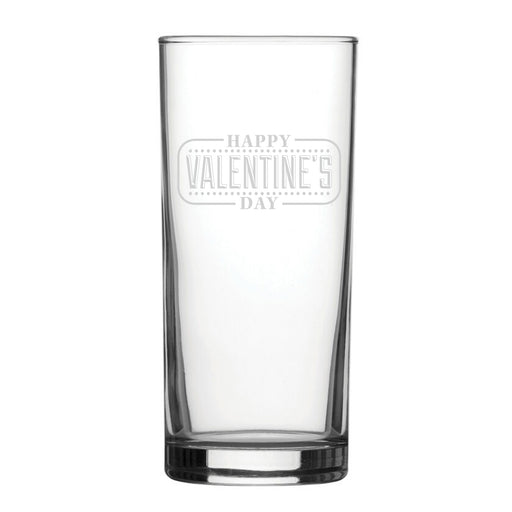 Happy Valentine's Day Bordered Design - Engraved Novelty Hiball Glass Image 1