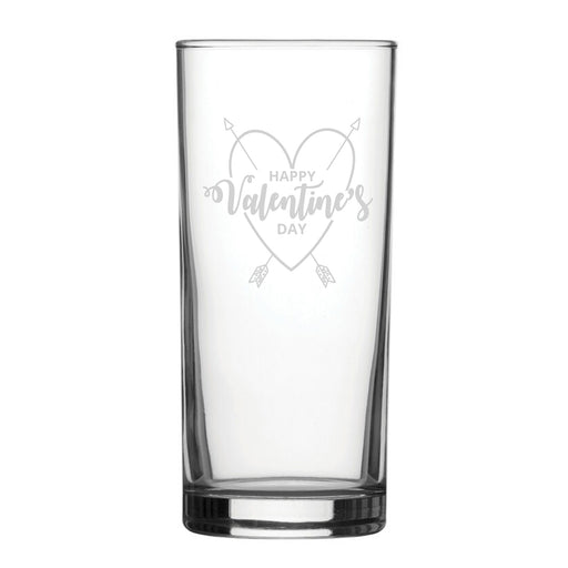 Happy Valentine's Day Heart Design - Engraved Novelty Hiball Glass Image 1