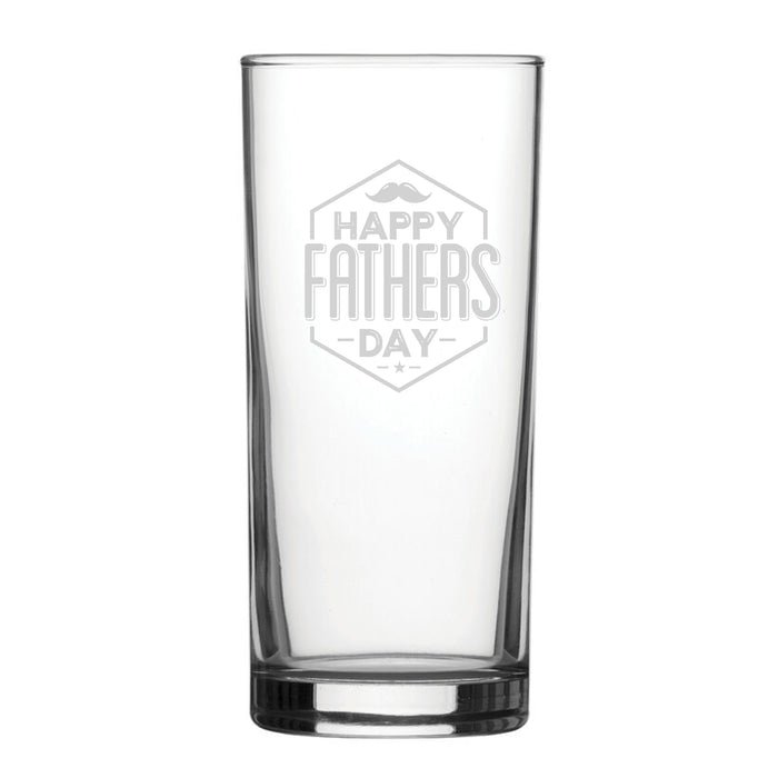 Happy Fathers Day Moustache Design - Engraved Novelty Hiball Glass Image 2