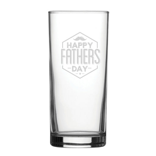 Happy Fathers Day Moustache Design - Engraved Novelty Hiball Glass Image 1