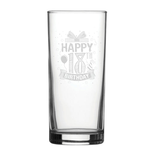 Happy 18th Birthday Present Design - Engraved Novelty Hiball Glass Image 2