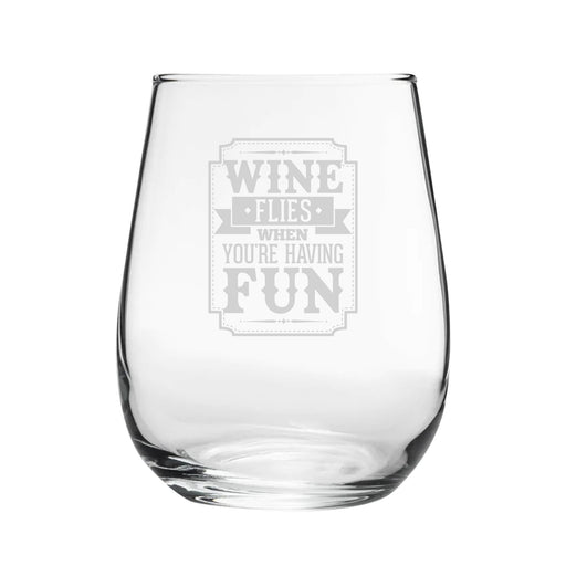 Wine Flies When You're Having Fun - Engraved Novelty Stemless Wine Tumbler Image 2