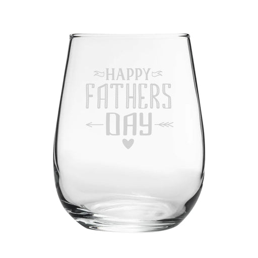 Happy Fathers Day Arrow Design - Engraved Novelty Stemless Wine Gin Tumbler Image 1