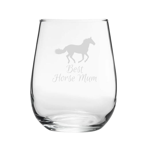 Best Horse Dad - Engraved Novelty Stemless Wine Gin Tumbler Image 1