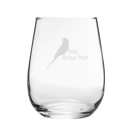 Engraved Novelty Best Budgie Dad Stemless Wine Gin Glass