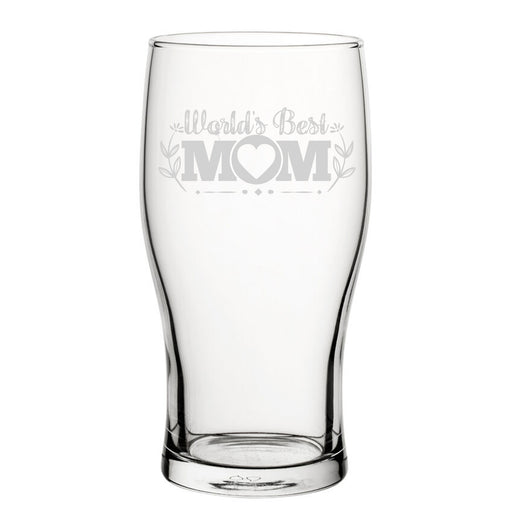 World's Best Mum - Engraved Novelty Tulip Pint Glass Image 1