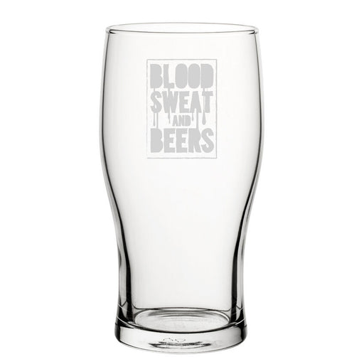 Blood, Sweat And Beers - Engraved Novelty Tulip Pint Glass Image 2