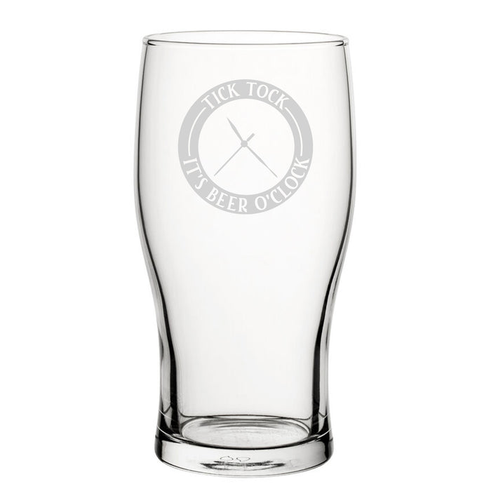 Tick Tock It's Beer O'Clock - Engraved Novelty Tulip Pint Glass Image 2
