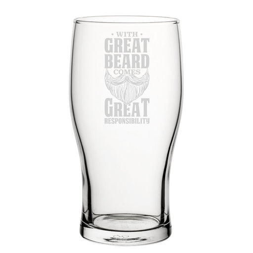 With Great Beard Comes Great Responsibility - Engraved Novelty Tulip Pint Glass Image 2