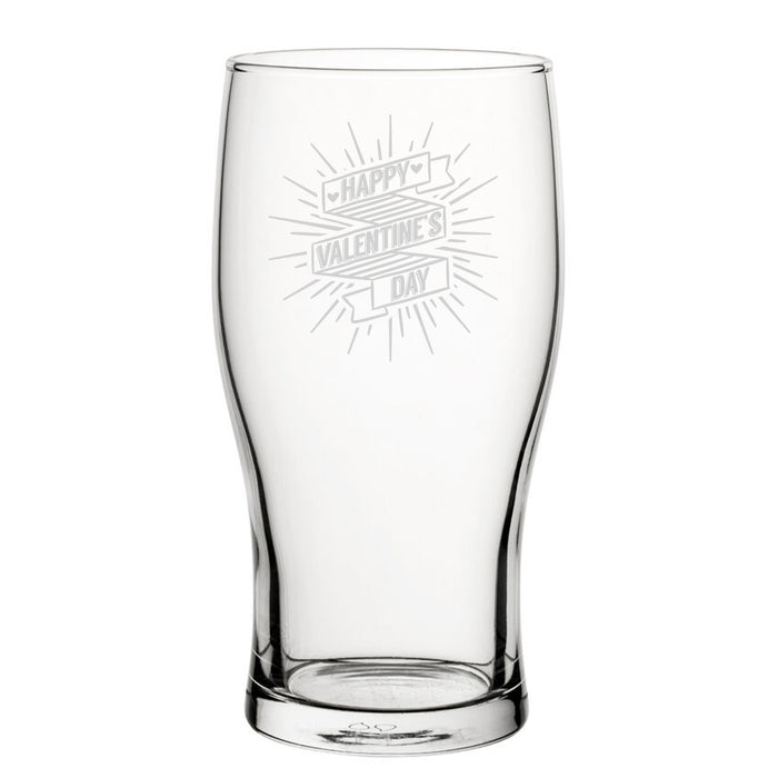 Happy Valentine's Day Banner Design - Engraved Novelty Tulip Pint Glass Image 2