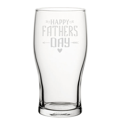 Happy Fathers Day Arrow Design - Engraved Novelty Tulip Pint Glass Image 1