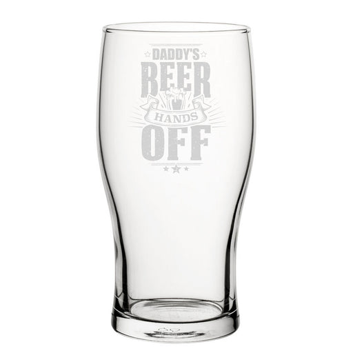 Daddy's Beer, Hands Off - Engraved Novelty Tulip Pint Glass Image 2