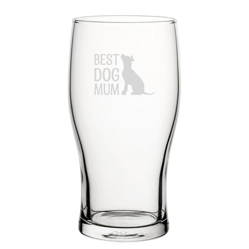 Best Dog Mum - Engraved Novelty Tulip Pint Glass Image 1