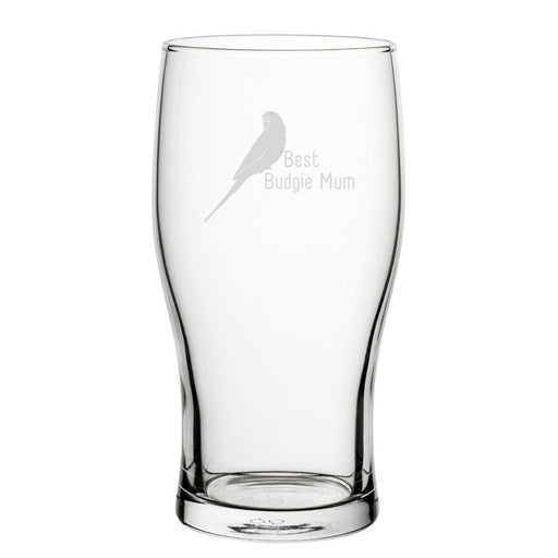 Best Budgie Dad - Engraved Novelty Tulip Pint Glass Image 1