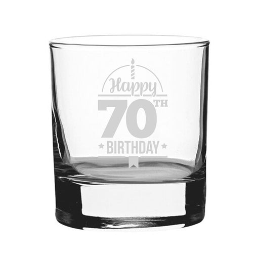 Happy 70th Birthday - Engraved Novelty Whisky Tumbler Image 1