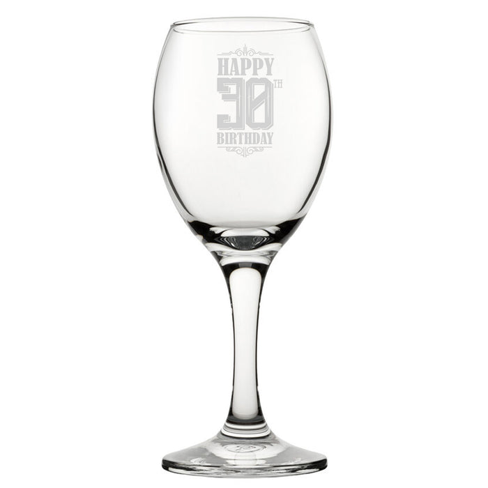 Happy 30th Birthday - Engraved Novelty Wine Glass Image 2