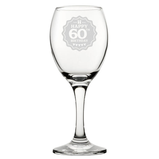 Happy 60th Birthday - Engraved Novelty Wine Glass Image 1
