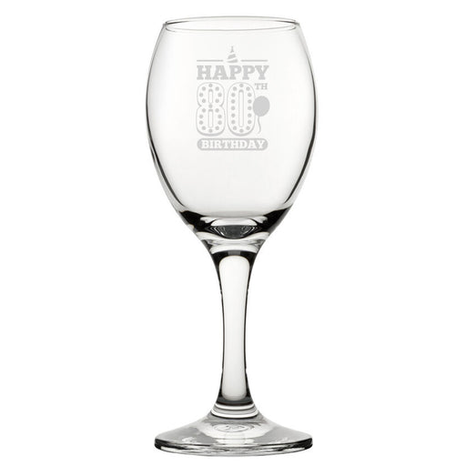 Happy 80th Birthday - Engraved Novelty Wine Glass Image 2