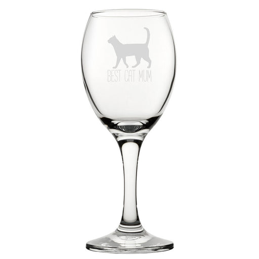 Best Cat Mum - Engraved Novelty Wine Glass Image 1