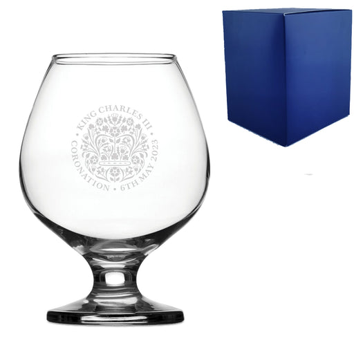 Engraved Commemorative Coronation of the King Brandy Cognac Glass Image 1