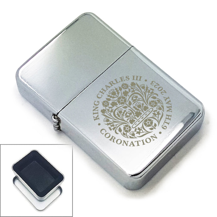Engraved Commemorative Coronation of the King Silver Lighter Image 2