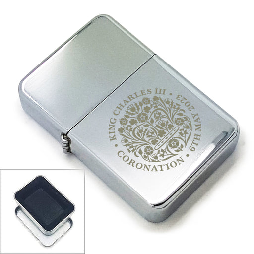 Engraved Commemorative Coronation of the King Silver Lighter Image 1