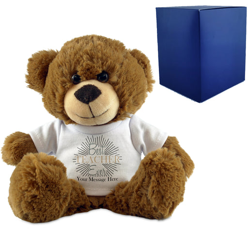 Dark Brown Teddy Bear with Best Teacher Ever Design T-Shirt Image 1