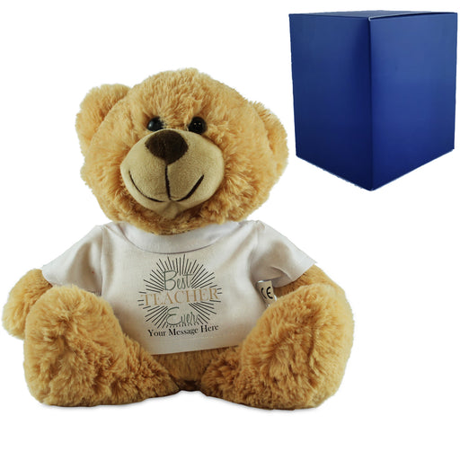 Cream Teddy Bear with Best Teacher Ever Design T-Shirt Image 1