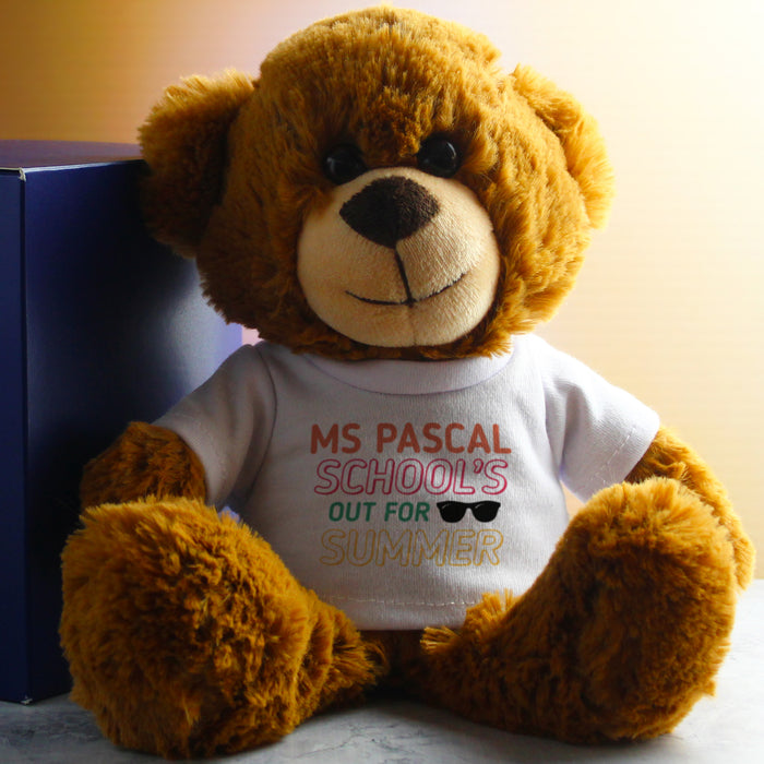 Dark Brown Teddy Bear with School's Out For Summer Design T-Shirt Image 4