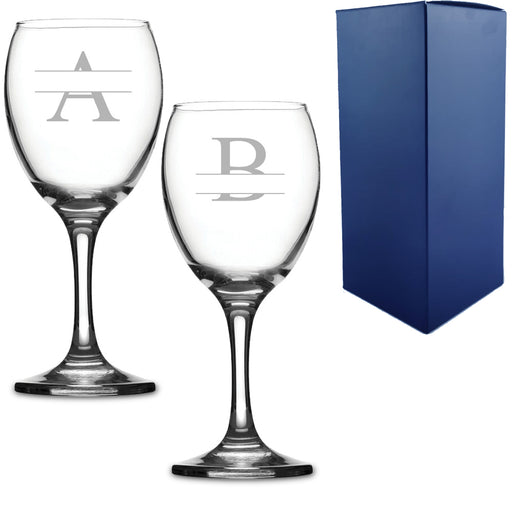 Engraved novelty 9oz Imperial Wine glass with name and initial design Image 1