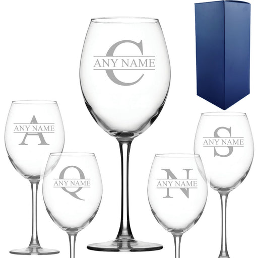 Engraved Novelty 19oz Enoteca Wine glass, Initial and Name Image 1