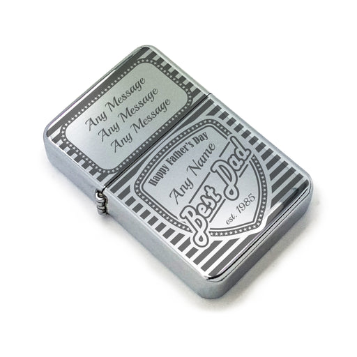 Personalised Engraved Best Dad Shield Steel Lighter