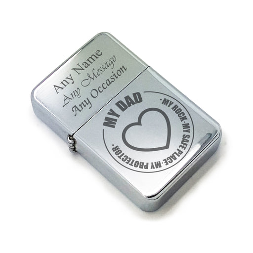 Personalised Engraved Steel Fathers Day Lighter with My Dad - My Rock design Image 2