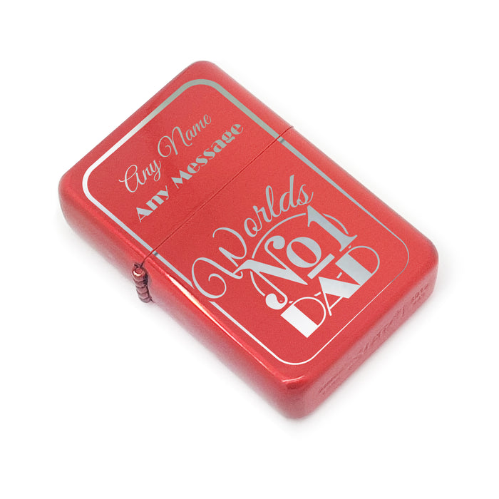Personalised Engraved Worlds No1 Dad Red Lighter