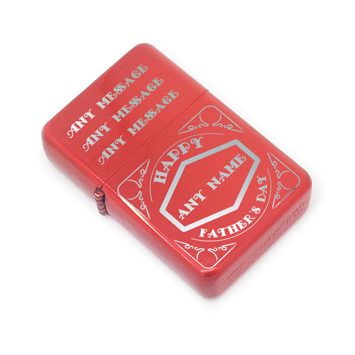 Personalised Engraved Red Fathers Day Lighter with Retro Design Image 2