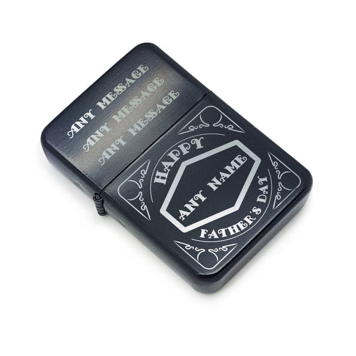 Personalised Engraved Black Fathers Day Lighter with Retro Design Image 2