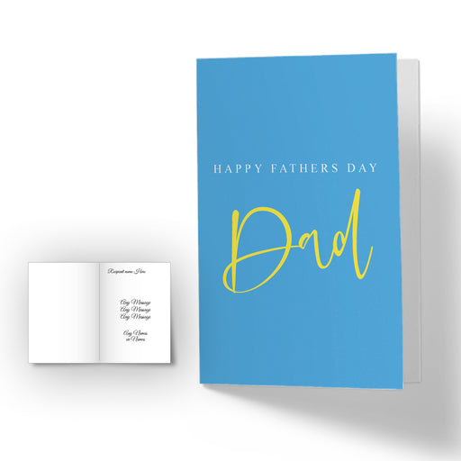 Personalised Happy Fathers Day DAD Card - Plain Blue Image 2