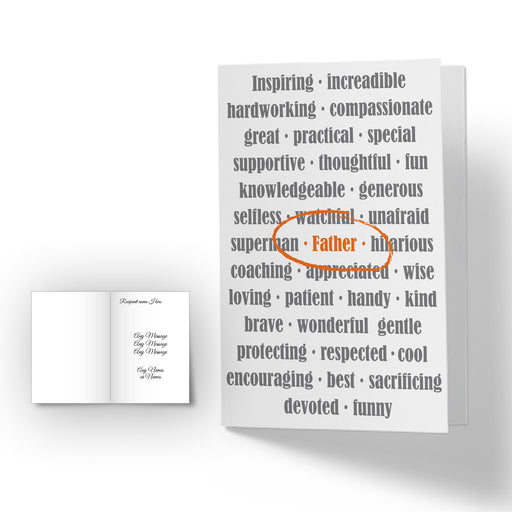 Personalised Happy Fathers Day Card - Word Father Image 2