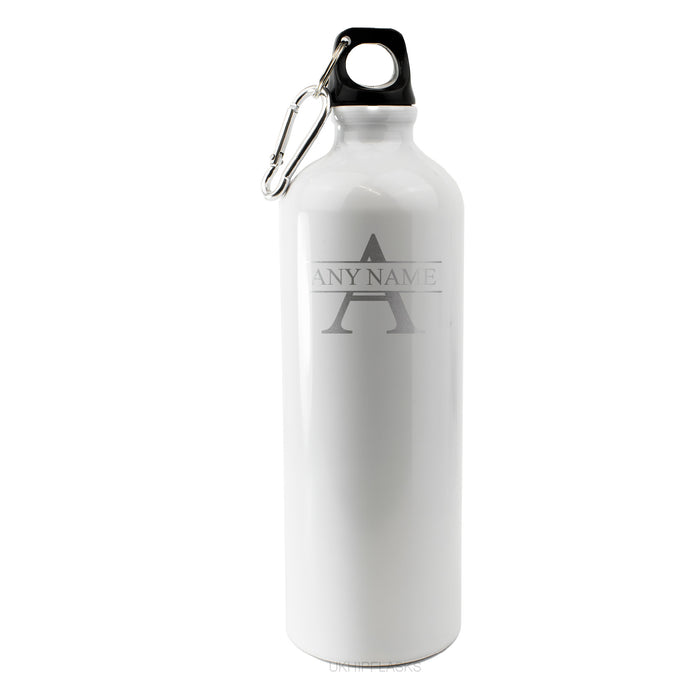 Engraved White Sports Bottle with Initial and Name Image 1