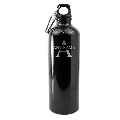 Engraved Black Sports Bottle with Initial and Name Image 1