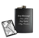 Engraved 8oz Black Hip flask - Any Name, Message, Font - silver satin gift box Image 2