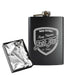 Engraved 8oz Black Hip flask with Birthday shield Image 2