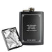 Engraved 8oz Black Hip flask with Formal border Image 2
